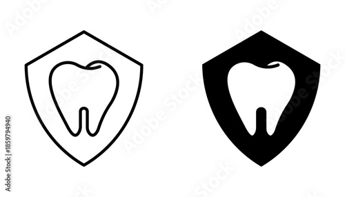 Tooth set icon, line design Symbol isolated white background. vector illustration. color editable.