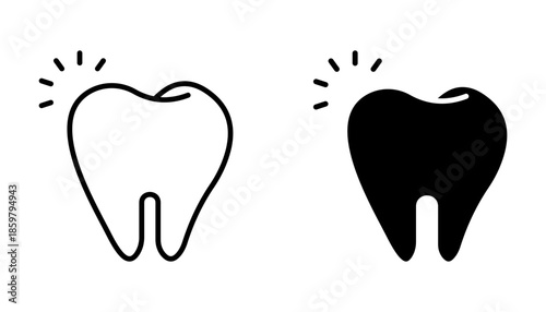 Tooth set icon, line design Symbol isolated white background. vector illustration. color editable.