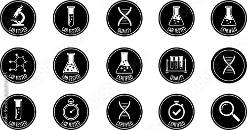Lab tested round vector badge icon design
