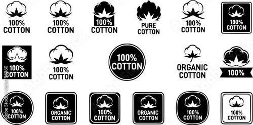 vector set of 100% cotton icon vector template
