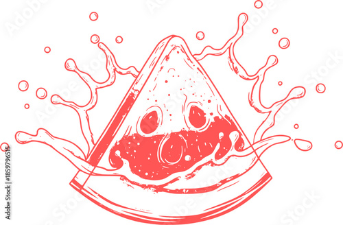 watermelon with watermelon juice splash isolated on transparent background
