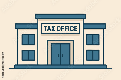 Tax Office Building Exterior Flat Illustration
