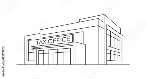 Tax Office Building Line Art Illustration