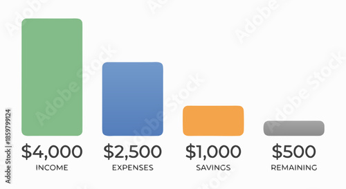 Personal Budget Breakdown Bar Chart with Income and Expenses