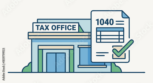 Tax Office and Approved Tax Form Illustration