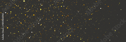 Gold glittering dust with stars on transparent backdrop