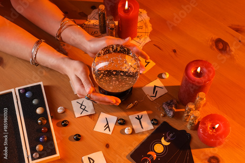 Fortune teller with crystal...