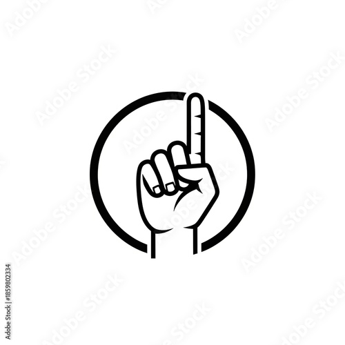 Hand gesture indicating silence or warning in a modern graphic