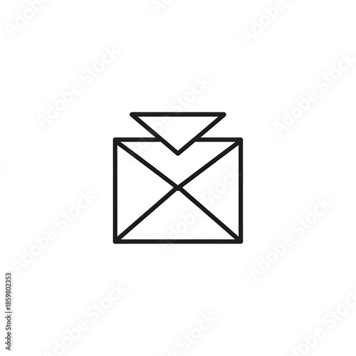 Simple black envelope icon with open flap on white background