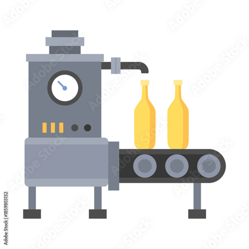 Brewery. Vintage brewing machine concept. Beer making process equipment, machinery symbol suitable for game asset, infographic or book print. Isolated vector illustration