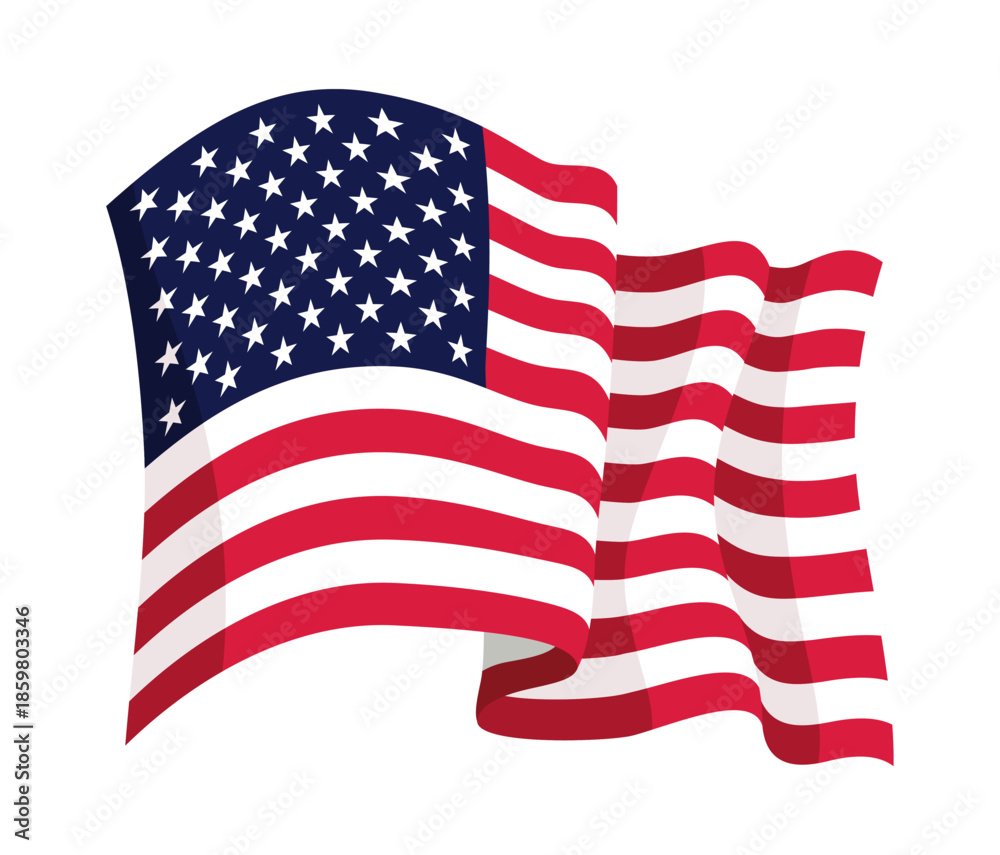 Fototapeta premium USA waving flag. American national symbol isolated on white background. Banner design element