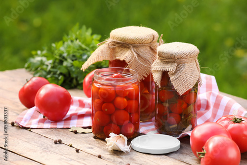 Homemade pickled cherry tom...
