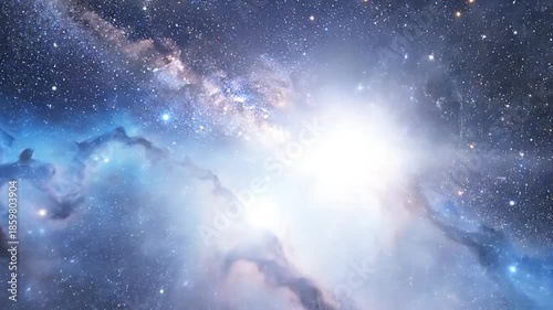Cosmic planet in deep space with nebula clouds and starry sky background for digital art
