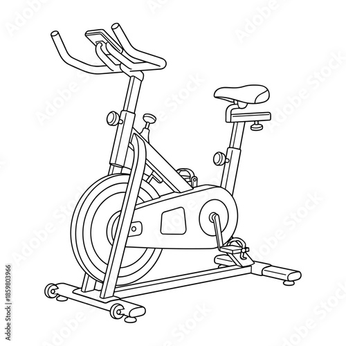 Exercise bike outline in black and white