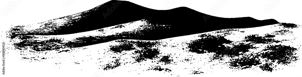 Naklejka premium Monochrome stencil art of curved dune shadows for minimalist design