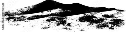 Monochrome stencil art of curved dune shadows for minimalist design