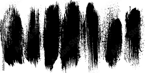 Bold high-contrast black ink brush strokes for artistic design