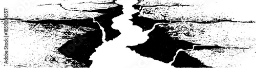 Black and white stencil illustration of deep desert sand fracture for design and art projects