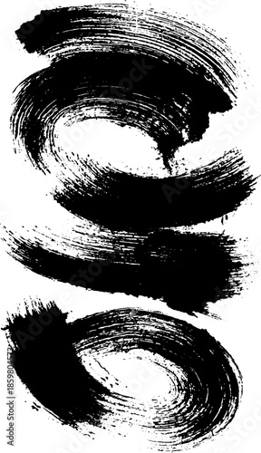Bold black ink brushstroke illustration with high contrast sumi-e style for artistic designs