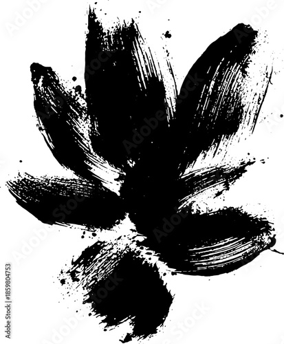 Bold abstract sumi-e ink brushstroke painting with high contrast for artistic design