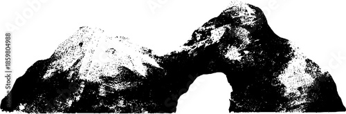 Black and white desert sandstone arch stencil art illustration for urban design