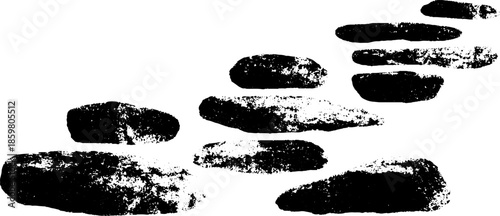 Black and white stencil of flat coastal stones for design and decor