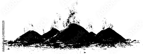 Black and white stencil illustration of a flickering campfire