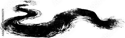 Black and white flowing calligraphic stencil illustration for artistic design