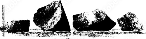 Black and white stencil of fragmentary ice shards for modern art decor