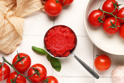 Bowl of tasty tomato paste ...