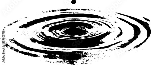 Black and white stencil illustration of freshwater ripples for modern design