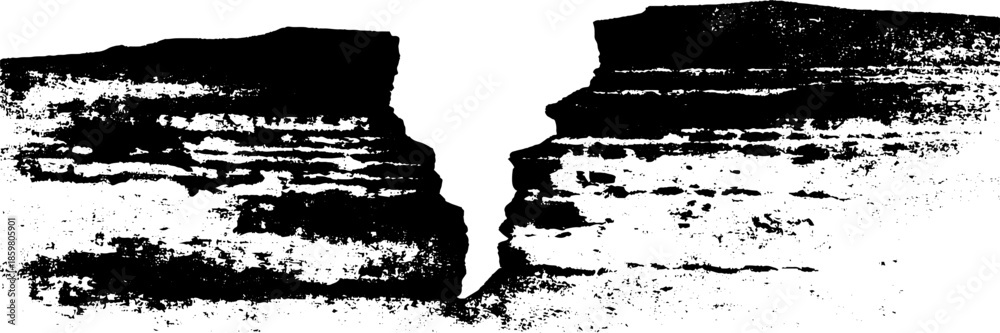 Obraz premium Black and white geologic strata stencil illustration for nature and geology themes