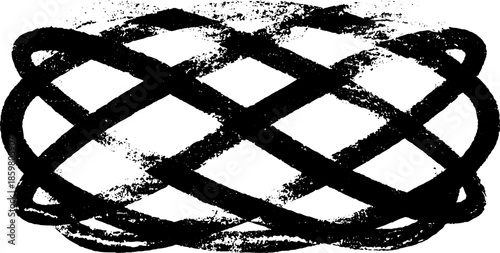 Black and white abstract geometric arcs with grunge stencil effect for urban art design