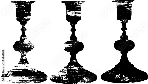 Black and white geometric metal candle holder stencil illustration for urban art design