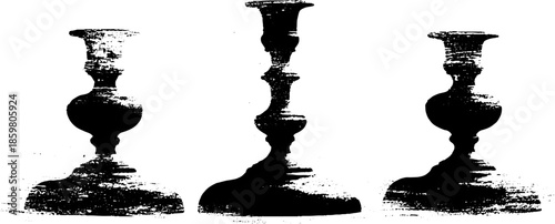 Vintage geometric metal candle holders stencil illustration for urban art design