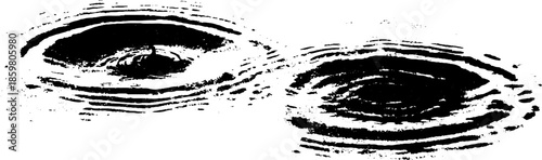 Black and white stencil illustration of greywater ripples for urban art design