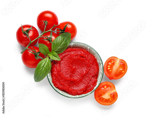 Bowl of tasty tomato paste ...