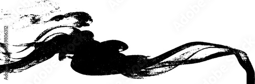 Black and white stencil illustration of incense smoke drifting for decor and design