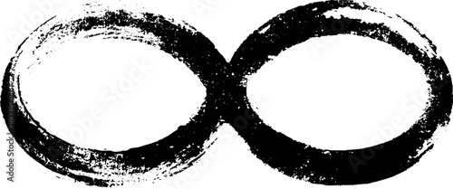 Black and white infinity loop with intersecting arcs for artistic design and decoration