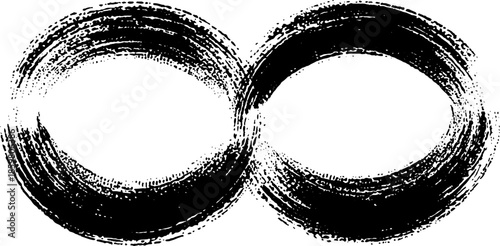 Black and white stencil illustration of intersecting arcs for abstract design