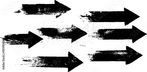 Dynamic black and white arrow stencil illustration for urban design and motion concept