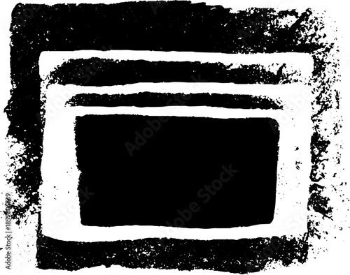 Abstract black and white layered concentric square stencil design for urban and grunge art