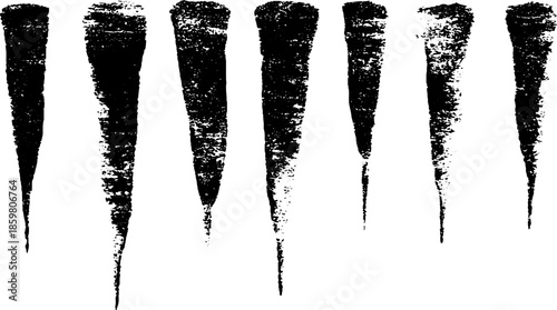 Black and white stencil illustration of long icicles for winter design and decoration