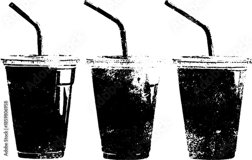 Minimalist black and white beverage stencil illustration for urban design