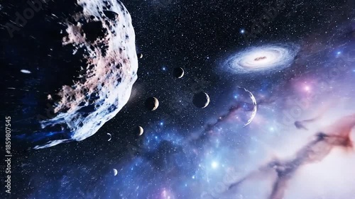 Cosmic voyage through deep space vivid nebula and celestial phenomena in a dynamic composition