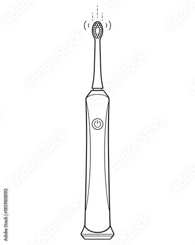 Electric toothbrush line art in black and white