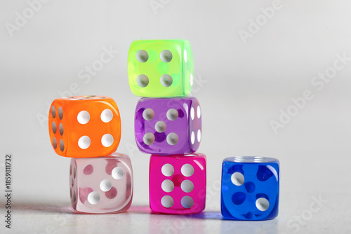 Colorful transparent dice s...