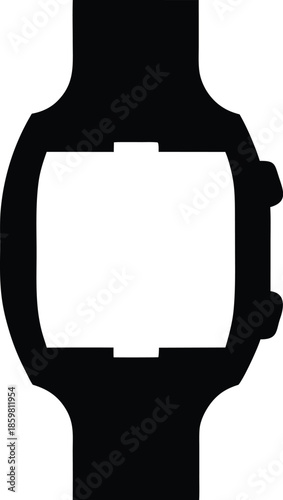 smartwatch silhouette vector illustration on transparent background