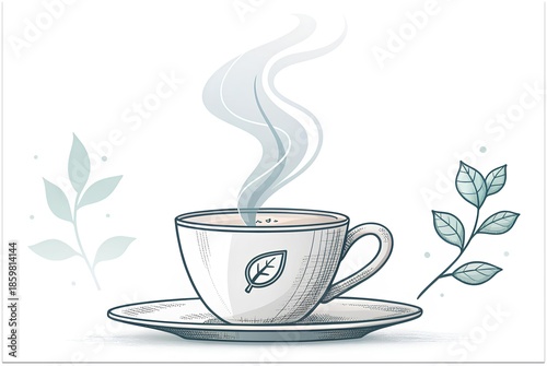 Minimal hot tea cup icon with rising steam