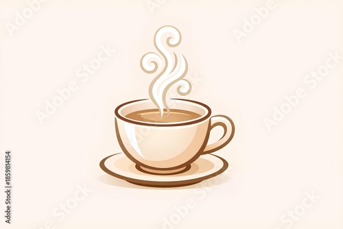 Minimal hot tea cup icon with rising steam